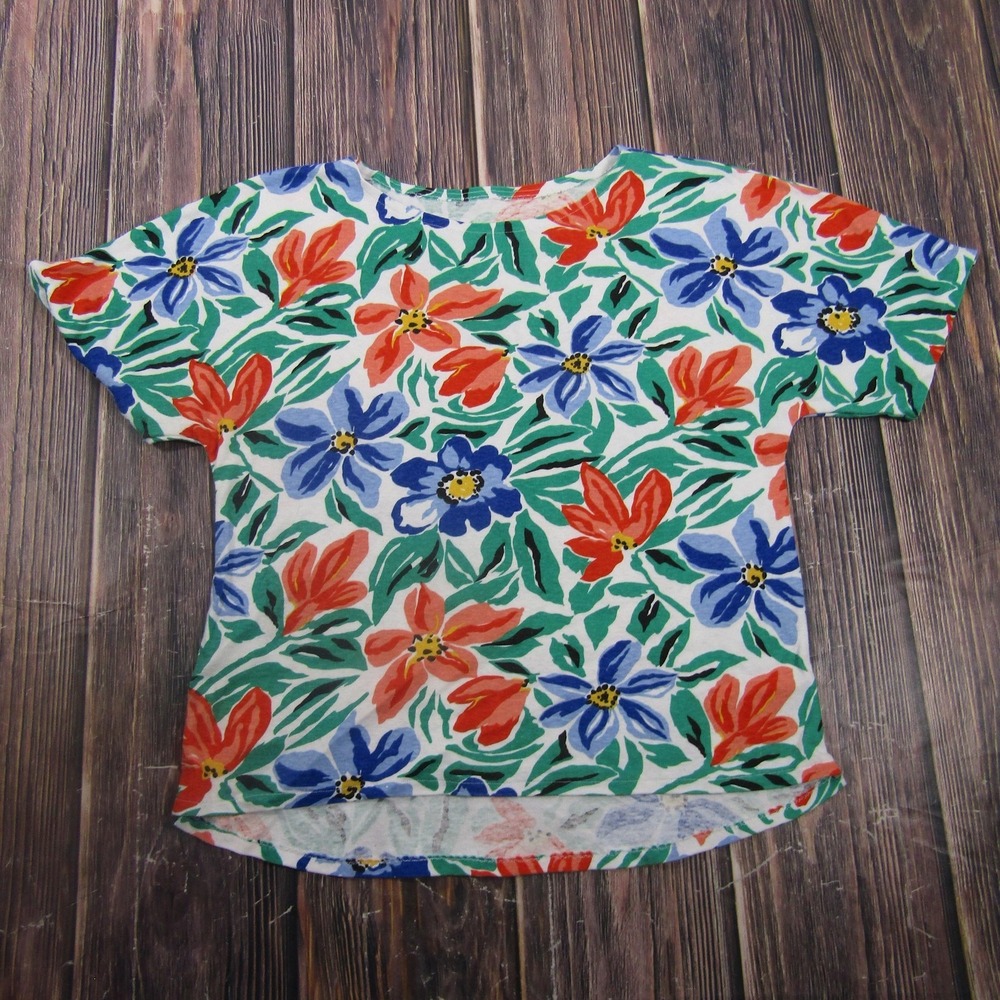 Vintage Floral Shirt Womens M Multicolor Crew Neck Granny Core Single Stitch 90s